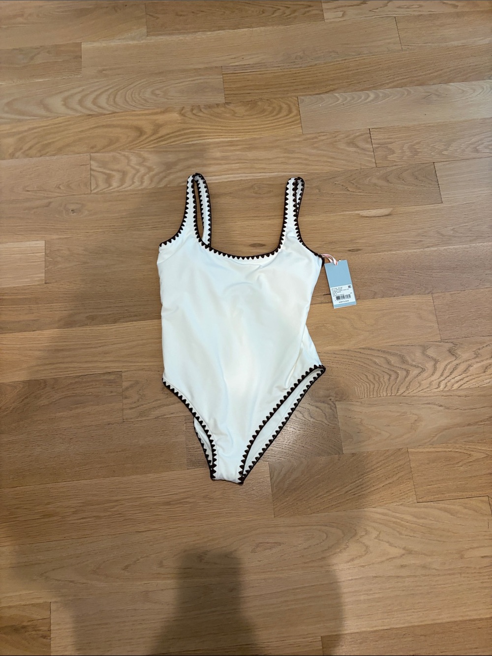 NWT ANTONIO MELANI White One-Piece Swimsuit with Black Trim